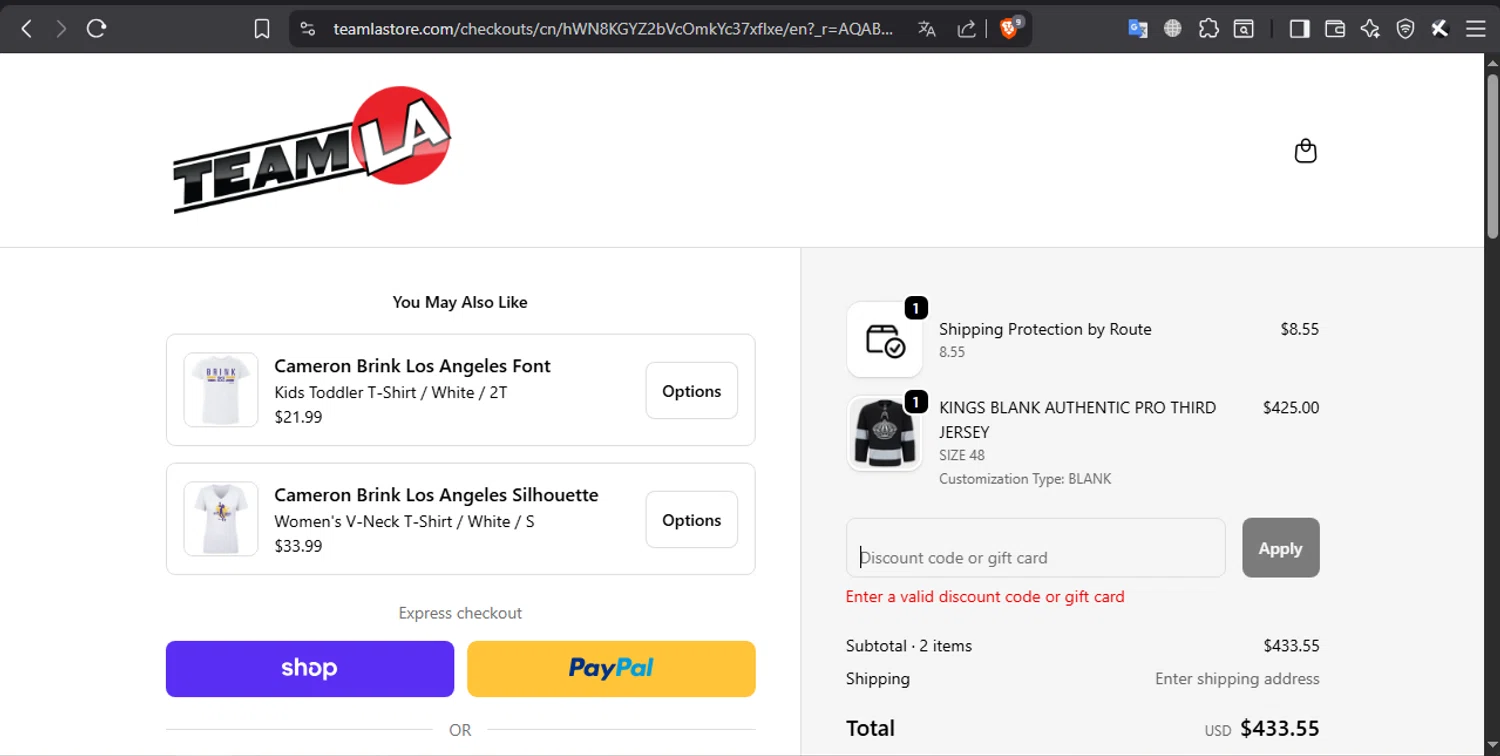Team La promo code screenshot showing code 8035479 applied at Team La checkout page. Uploaded by SimplyCodes community member l2994552451687 on Feb 2, 2026