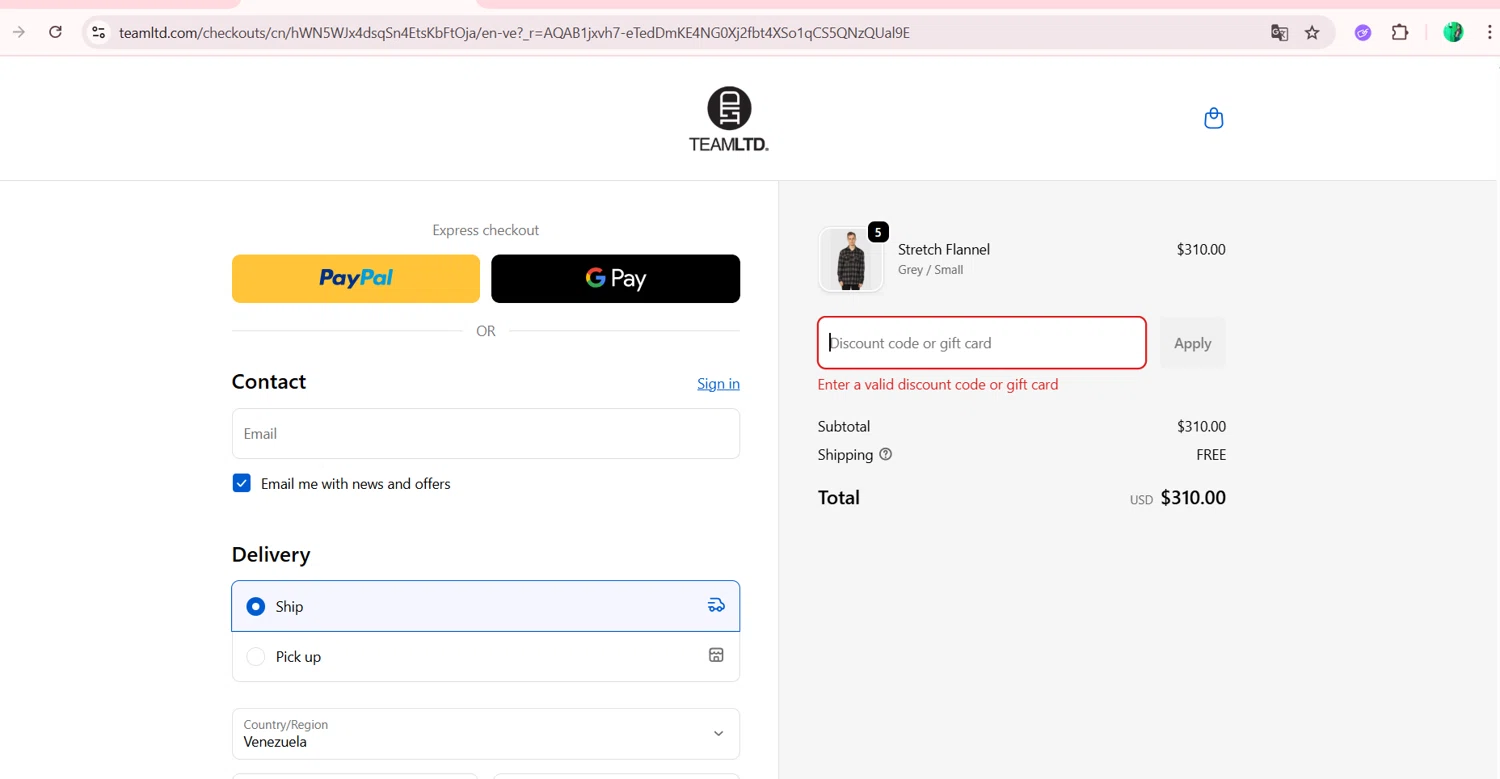 TEAMLTD promo code screenshot showing code LTDFAM applied at TEAMLTD checkout page. Uploaded by SimplyCodes community member FortunateMaven5954 on Nov 20, 2025