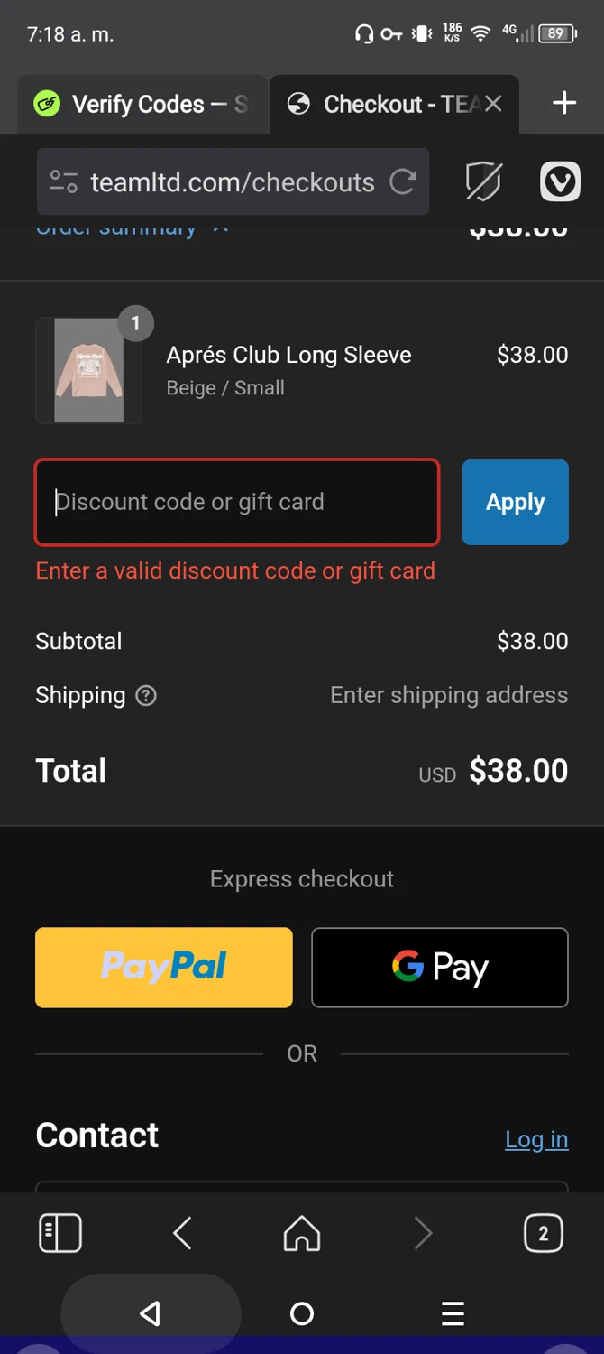 TEAMLTD promo code screenshot showing code save25 applied at TEAMLTD checkout page. Uploaded by SimplyCodes community member CarmenVGR on Jan 24, 2025