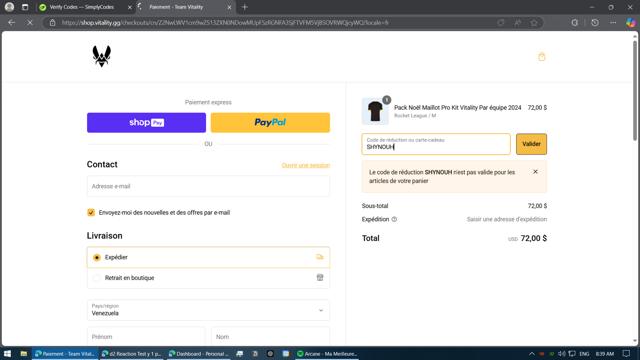 Team Vitality checkout page showing Team Vitality promo code box | Screenshot taken by SimplyCodes community member on Dec 8, 2024