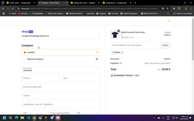 Team Vitality checkout page showing Team Vitality promo code box | Screenshot taken by SimplyCodes community member on Nov 20, 2024