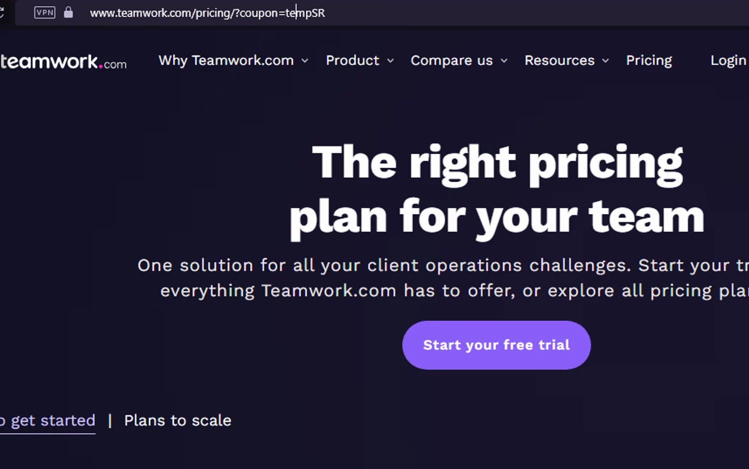 Teamwork checkout page showing Teamwork promo code box | Screenshot taken by SimplyCodes community member on Feb 14, 2024