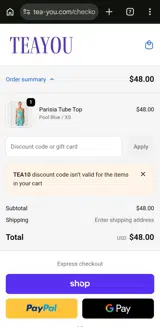 tea10 coupon verification screenshot