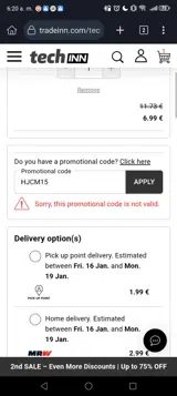 Techinn US coupon verification screenshot