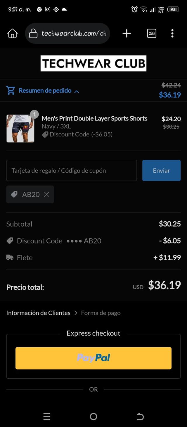 Techwear Club checkout page showing Techwear Club coupon code box | Screenshot taken by SimplyCodes community member on Jul 27, 2025