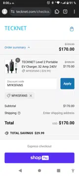 TECKNET US coupon verification screenshot