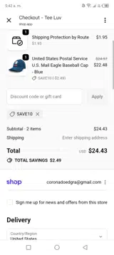 Tee Luv coupon verification screenshot
