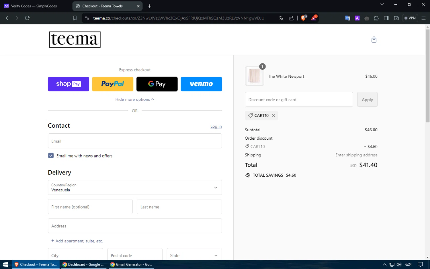 where to use Teema promo code box