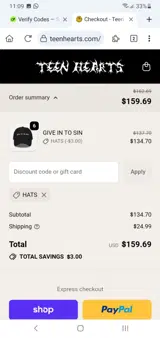 HATS coupon verification screenshot