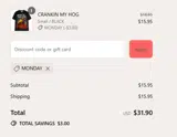 MONDAY coupon verification screenshot