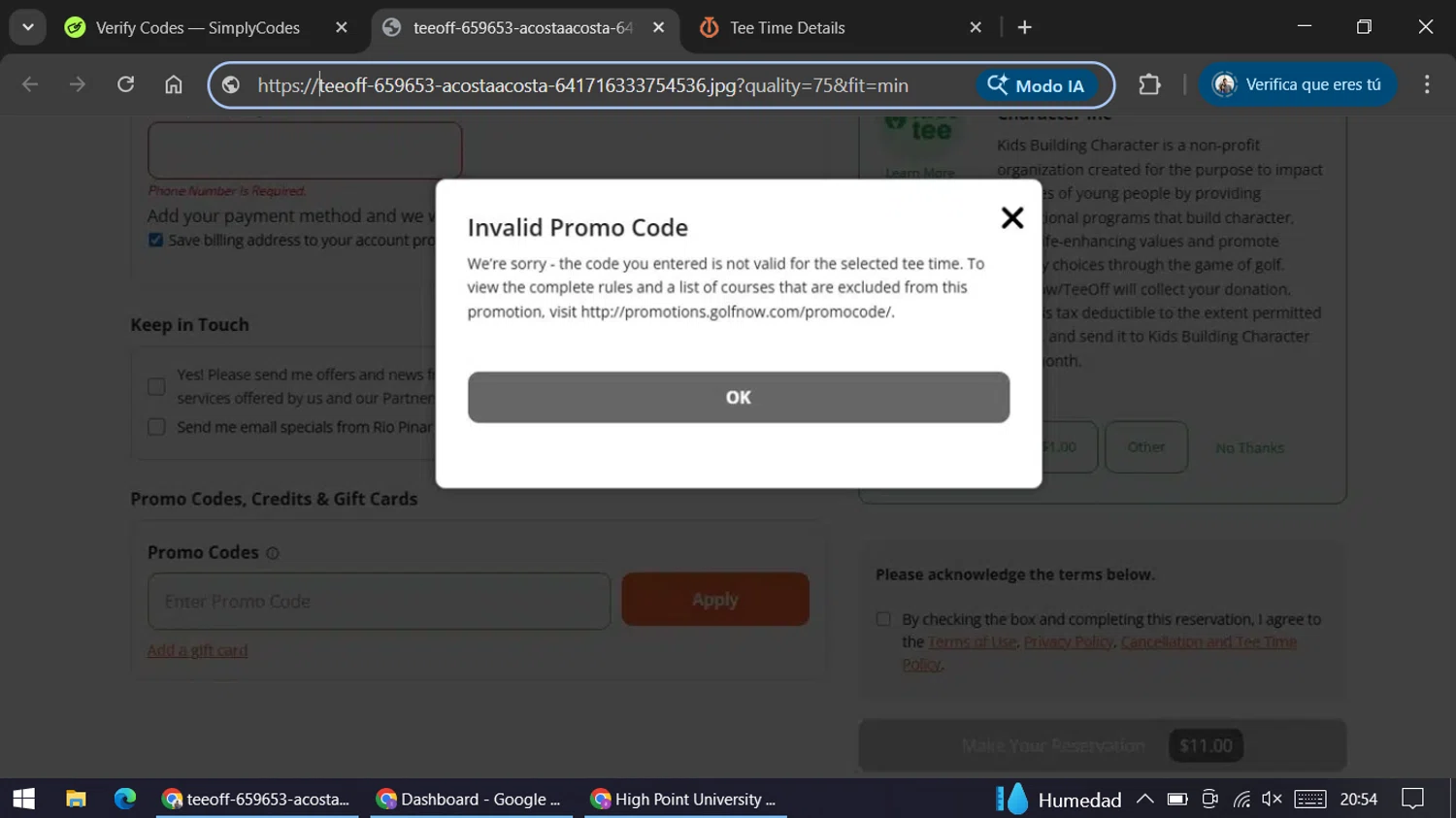Tee Off promo code screenshot showing code LOOK2GOLF19 applied at Tee Off checkout page. Uploaded by SimplyCodes community member ariannycfh on Dec 16, 2025