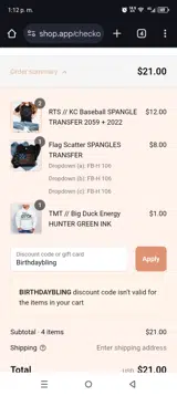 Birthdaybling coupon verification screenshot