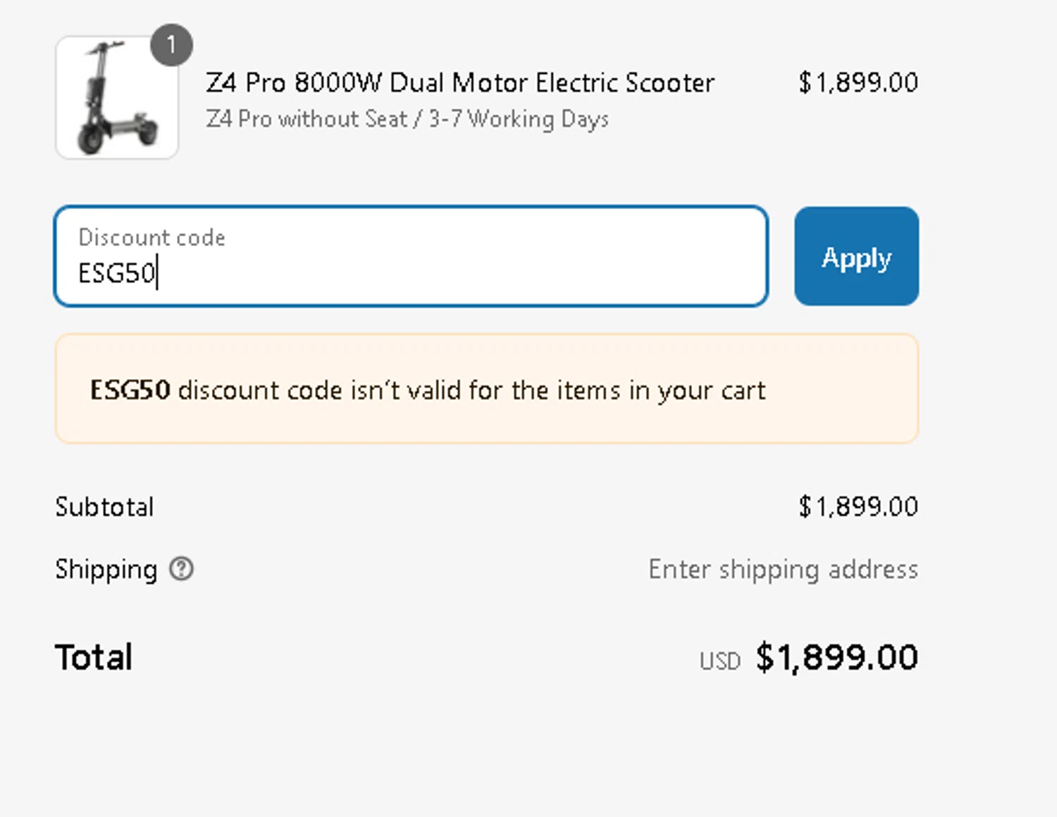 Teewing discount code screenshot showing code ESG50 applied at Teewing checkout page. Uploaded by SimplyCodes community member SilverMaestro3583 on Apr 3, 2025