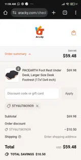 Tek5 coupon verification screenshot