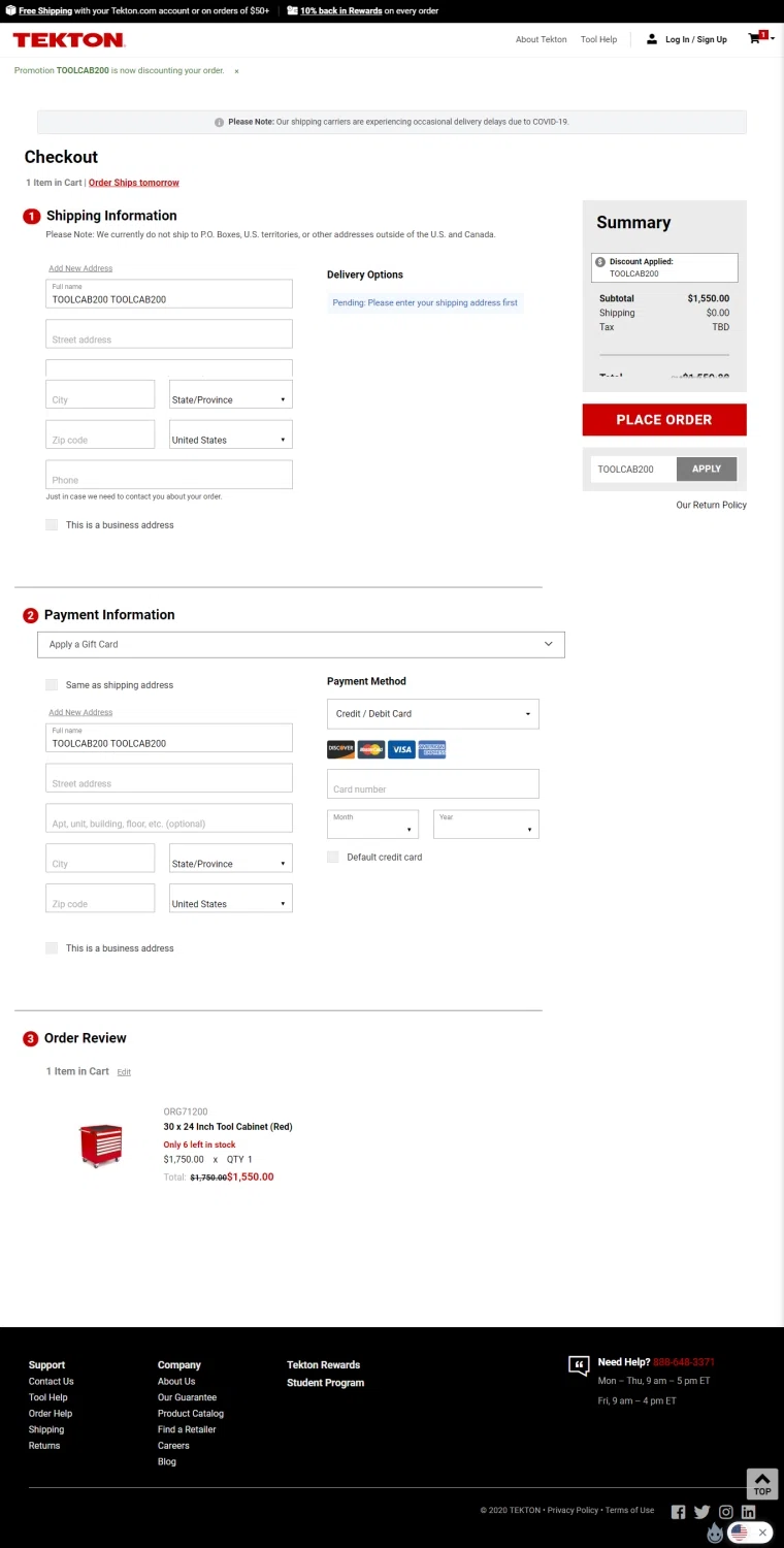 Tekton tools coupon discount