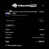 Tekware Welding Store coupon verification screenshot