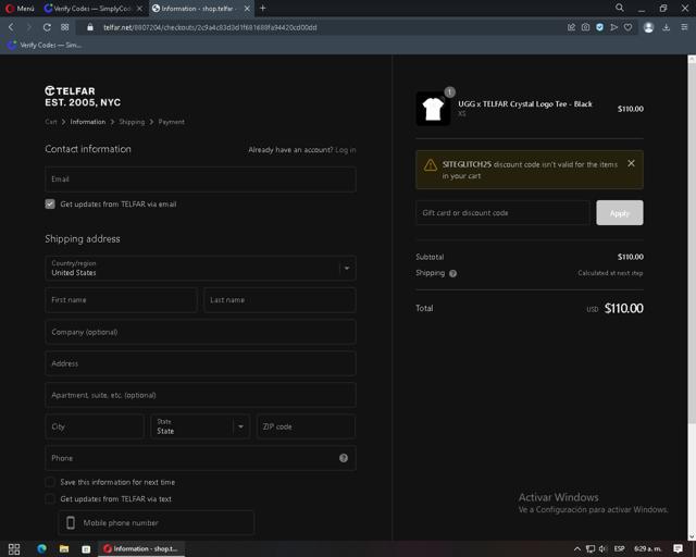 Telfar checkout page showing Telfar discount code box | Screenshot taken by SimplyCodes community member on Jan 11, 2023