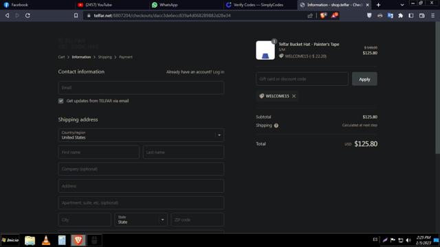 Telfar checkout page showing Telfar discount code box | Screenshot taken by SimplyCodes community member on Jan 5, 2023