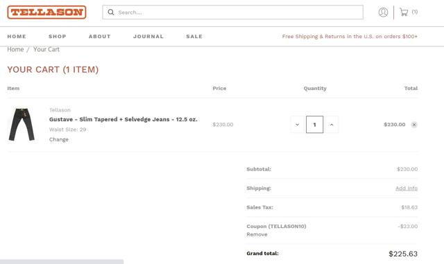 Tellason checkout page showing Tellason coupon code box | Screenshot taken by SimplyCodes community member on Jul 19, 2020