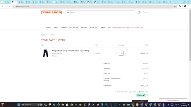 Tellason checkout page showing Tellason coupon code box | Screenshot taken by SimplyCodes community member on Apr 17, 2024