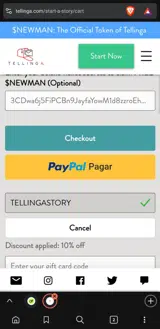 TELLINGASTORY coupon verification screenshot