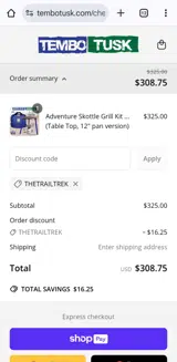 Thetrailtrek coupon verification screenshot
