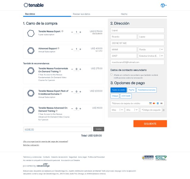 Tenable checkout page showing Tenable coupon code box | Screenshot taken by SimplyCodes community member on May 15, 2025
