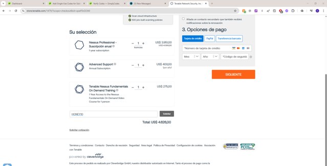 Tenable checkout page showing Tenable coupon code box | Screenshot taken by SimplyCodes community member on Jun 20, 2025