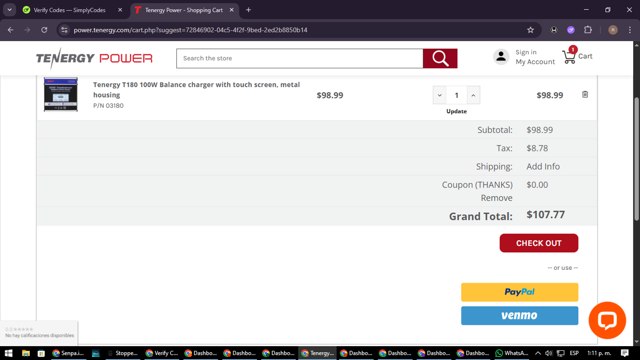 Tenergy checkout page showing Tenergy coupon code box | Screenshot taken by SimplyCodes community member on Jul 16, 2025