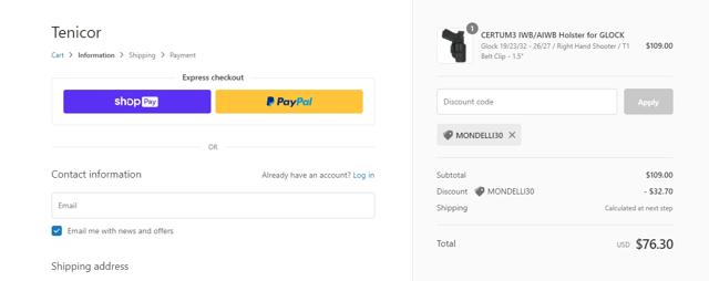 Tenicor checkout page showing Tenicor discount code box | Screenshot taken by SimplyCodes community member on Jan 16, 2022