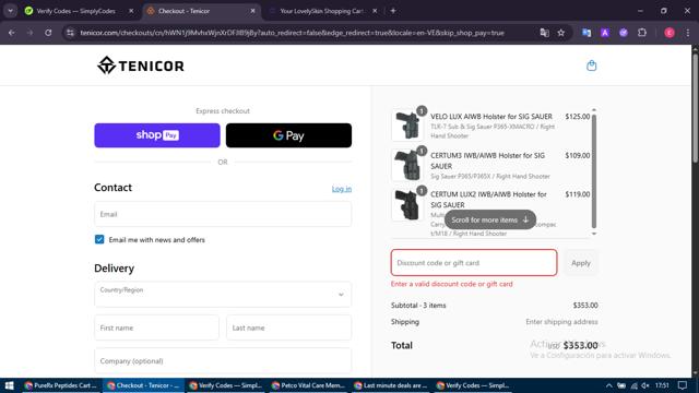 Tenicor checkout page showing Tenicor discount code box | Screenshot taken by SimplyCodes community member on Aug 12, 2025