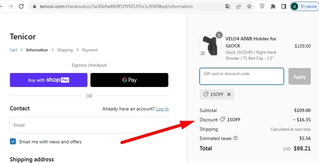 Tenicor checkout page showing Tenicor discount code box | Screenshot taken by SimplyCodes community member on Jun 11, 2023