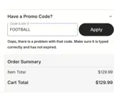 Tennessee Titans coupon verification screenshot