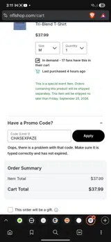CHASEXPAZE coupon verification screenshot
