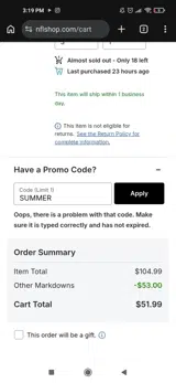 Tennessee Titans coupon verification screenshot