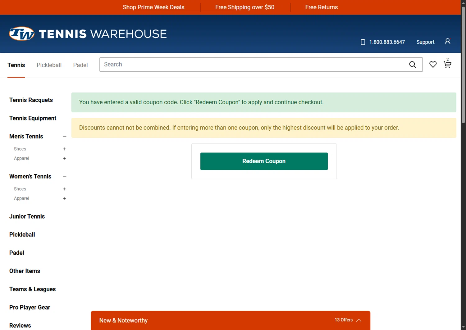 Tennis Warehouse promo code screenshot showing code TWGIFT applied at Tennis Warehouse checkout page. Uploaded by SimplyCodes community member Sadalsuud on Jul 9, 2025