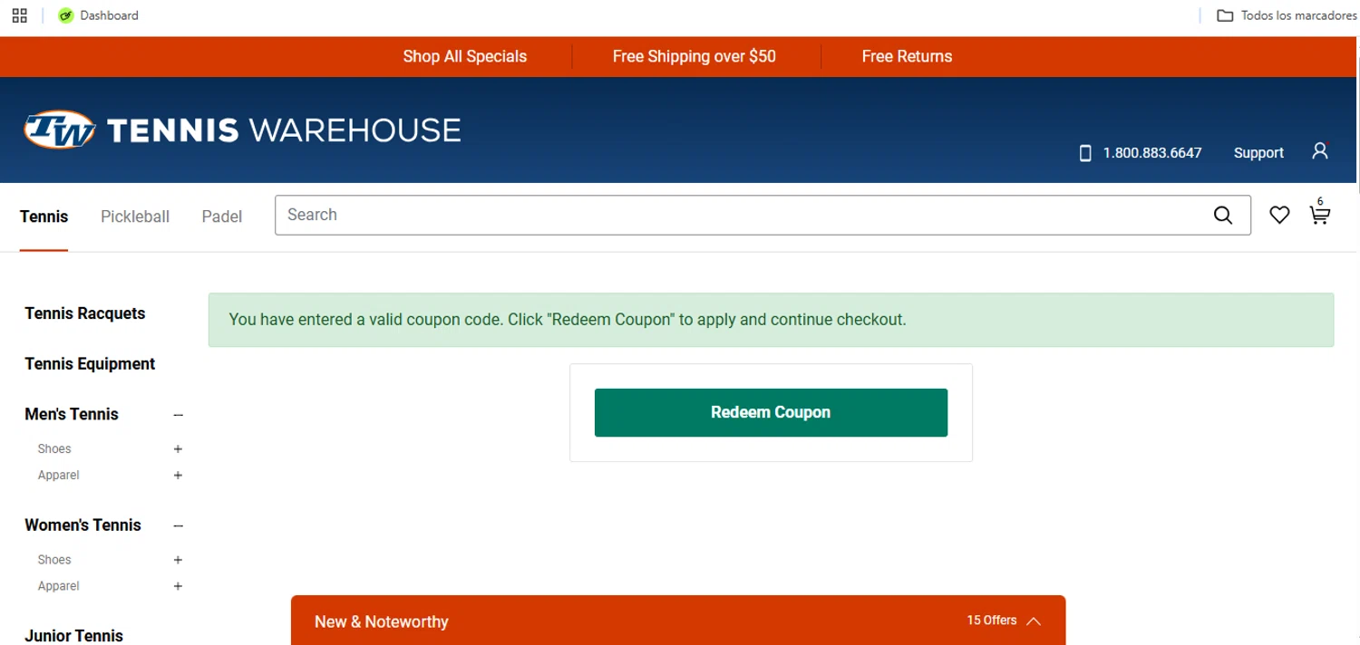 Tennis Warehouse promo code screenshot showing code VOLKLDEMO25 applied at Tennis Warehouse checkout page. Uploaded by SimplyCodes community member Speedy on Aug 23, 2025