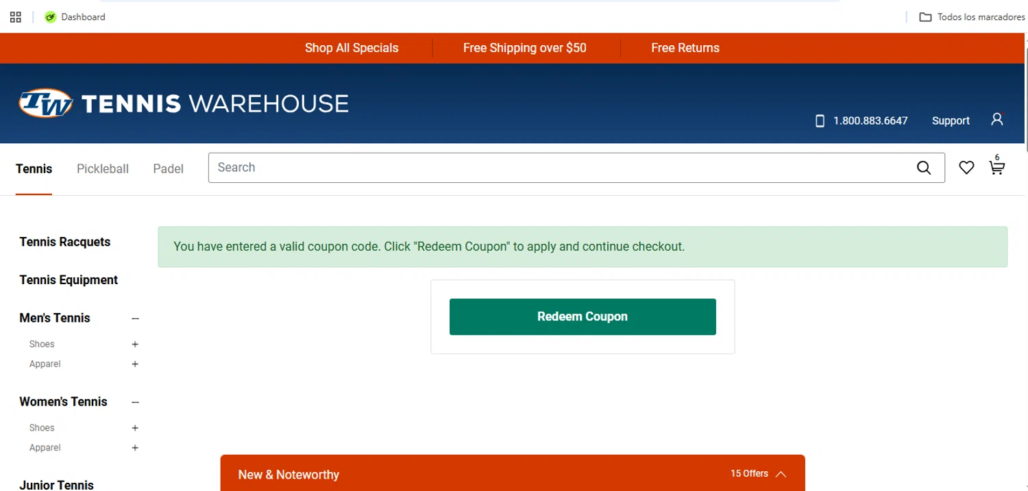 Tennis Warehouse promo code screenshot showing code YONDEMO25 applied at Tennis Warehouse checkout page. Uploaded by SimplyCodes community member Speedy on Aug 23, 2025