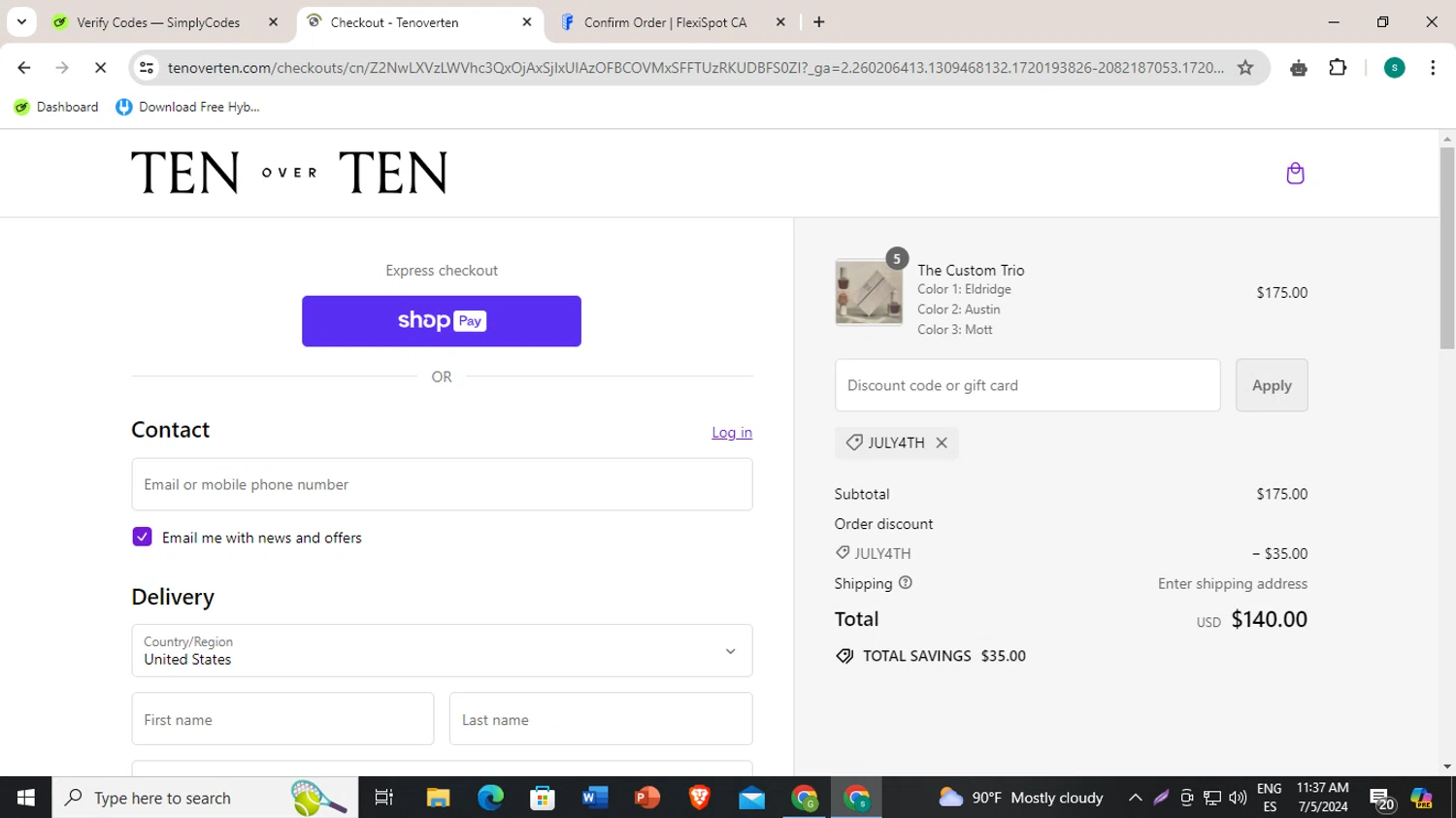how to use Tenoverten coupons