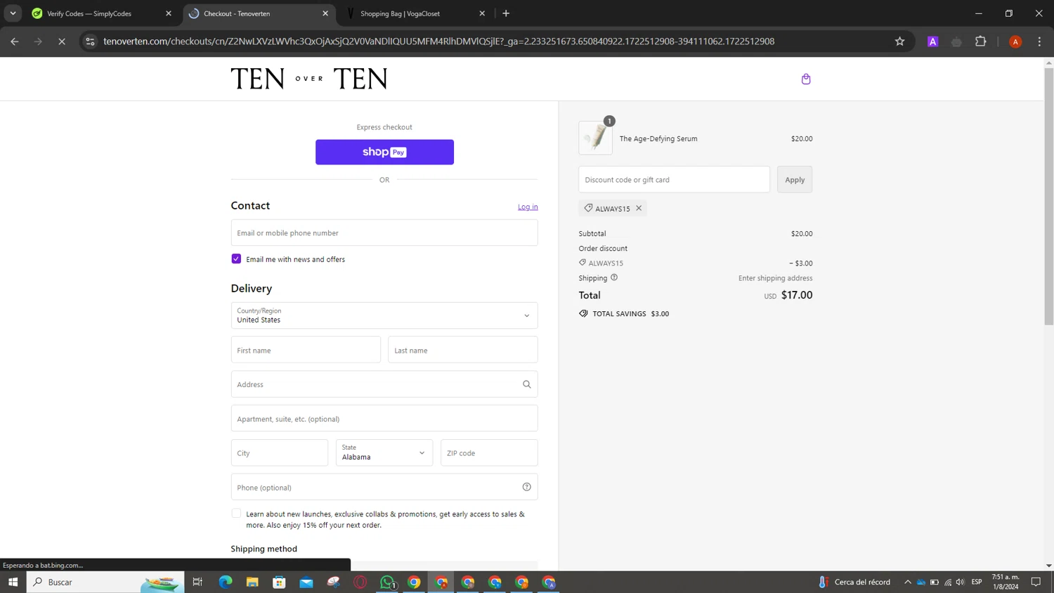 where to use Tenoverten promo code box