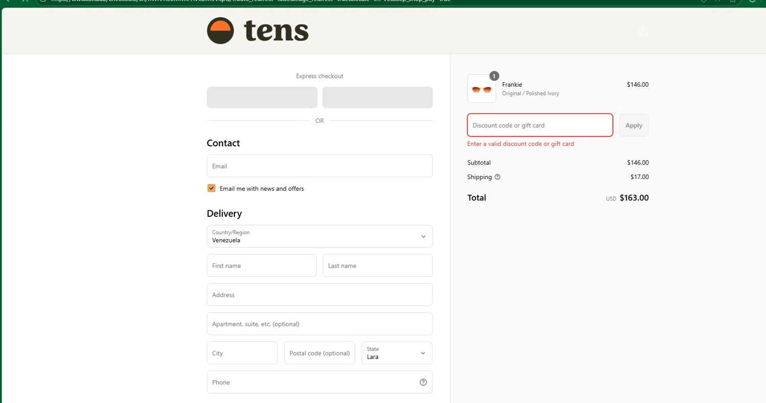 Tens discount code screenshot showing code EXTRA10 applied at Tens checkout page. Uploaded by SimplyCodes community member chepipro on Aug 13, 2025