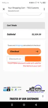 TEQ Customs coupon verification screenshot