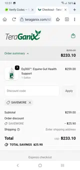 SAVEMORE coupon verification screenshot