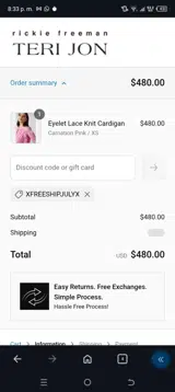 XFreeshipjulyx coupon verification screenshot