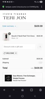 Welcome coupon verification screenshot