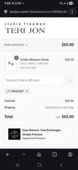 Freeship coupon verification screenshot