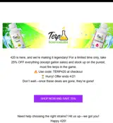 Terp Science Labs coupon verification screenshot