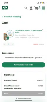 ARIEL20 coupon verification screenshot