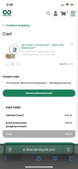TRICIA20 coupon verification screenshot