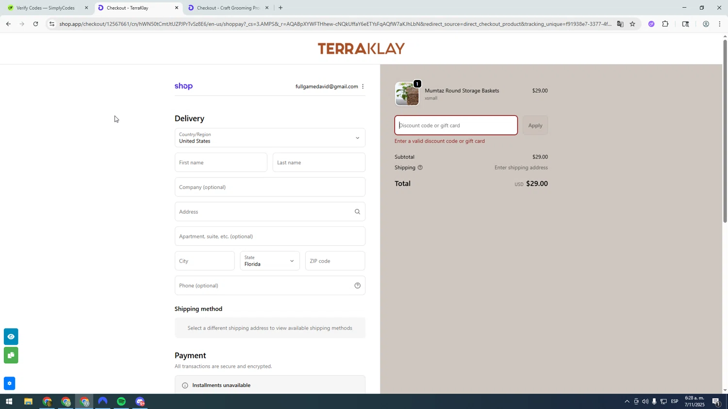 TerraKlay promo code screenshot showing code BOO10 applied at TerraKlay checkout page. Uploaded by SimplyCodes community member asdasdasd on Nov 7, 2025